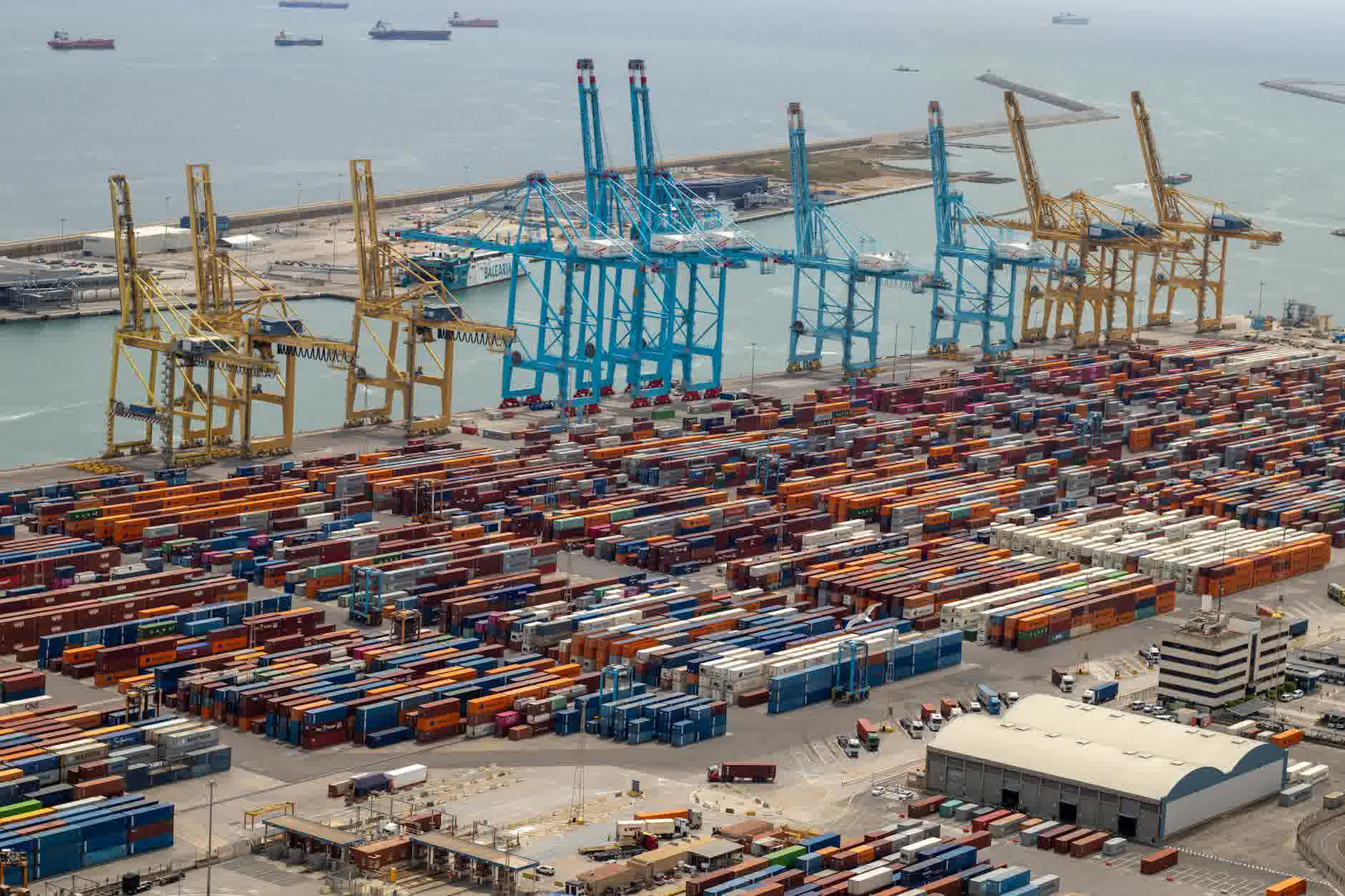 aerial view of barcelona container port