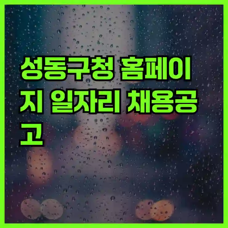 성동구청 일자리 정보 한눈에｜고용센터 채용공고부터 단기알바까지