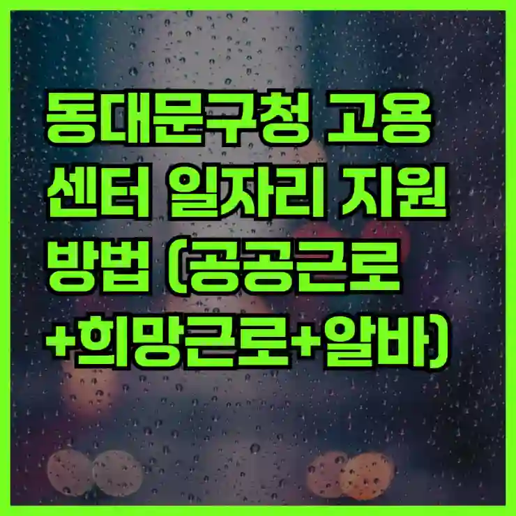 동대문구청 고용센터 일자리 지원 방법 (공공근로+희망근로+알바)