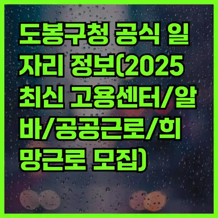 도봉구청 공식 일자리 정보(2025 최신 고용센터/알바/공공근로/희망근로 모집)